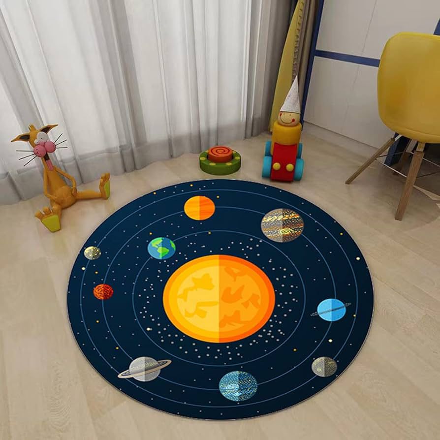 Round Geometric Soft Fleece Anti Slip Carpet