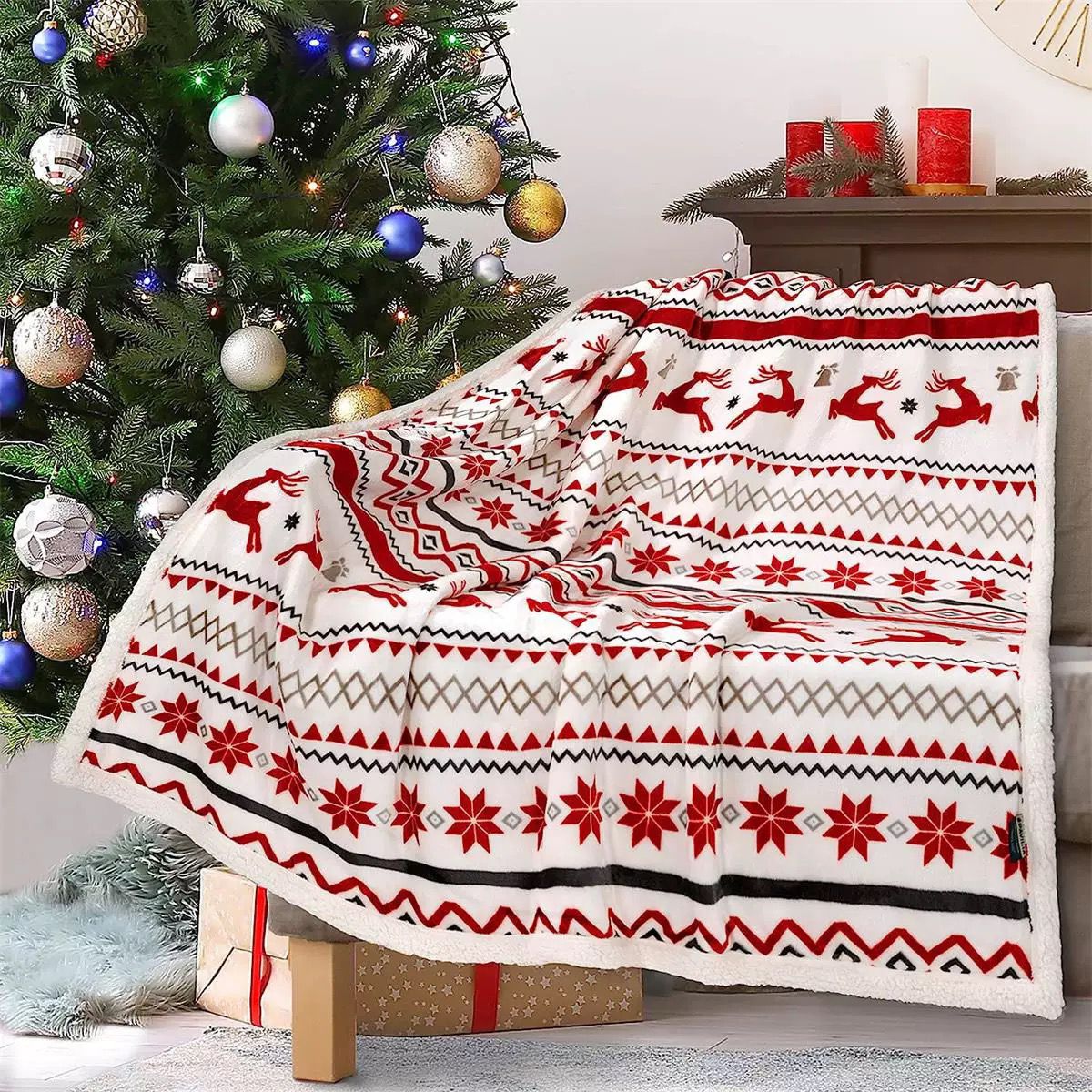Christmas Reindeer Throw Blanket