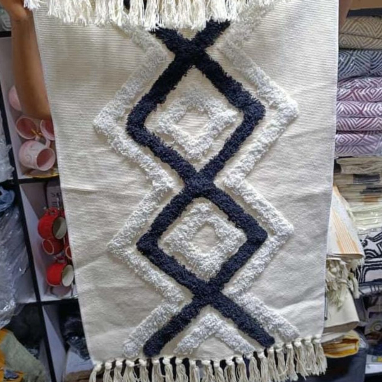 Bohemian Bedroom Rug with Tassels