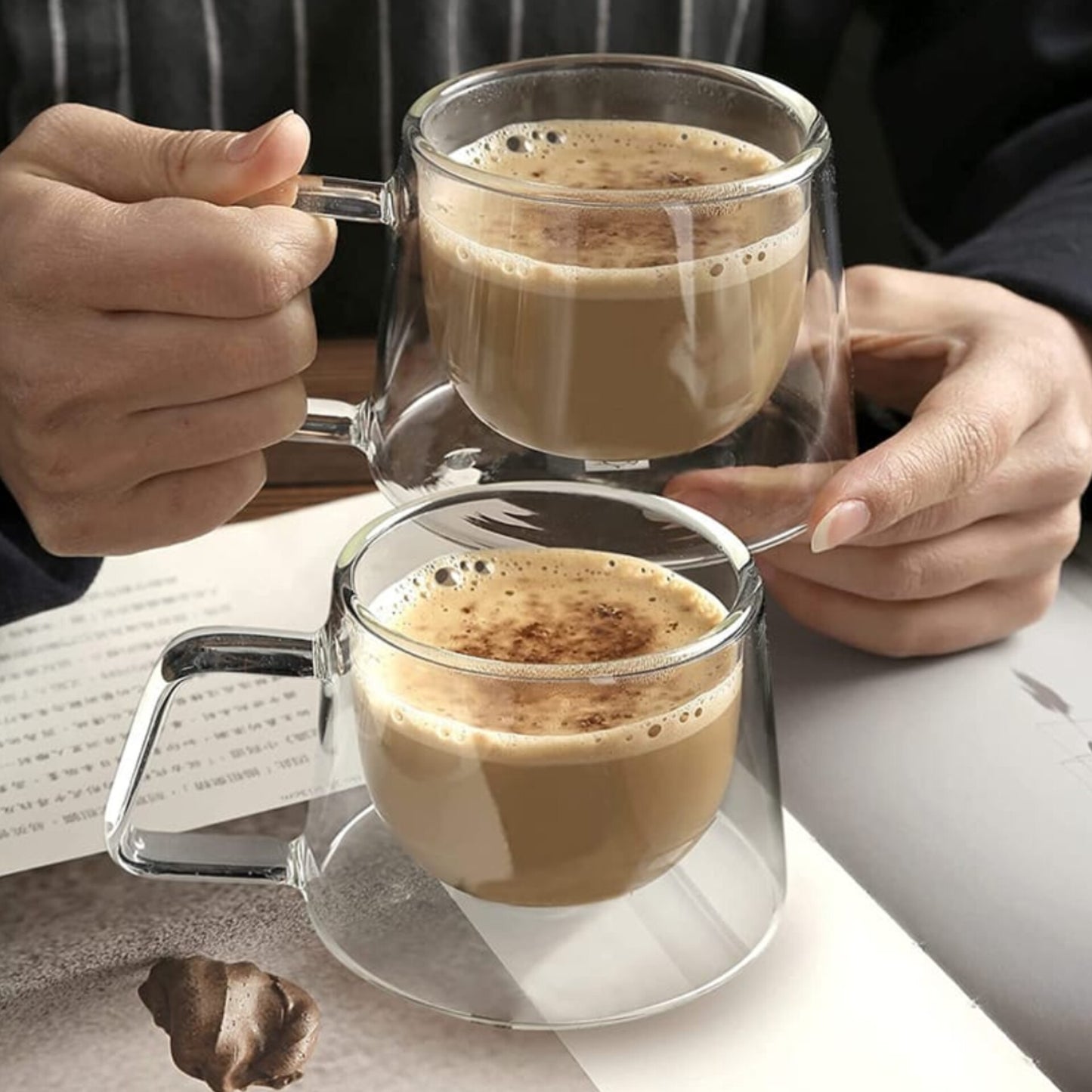 2pcs Double wall glass coffee mug