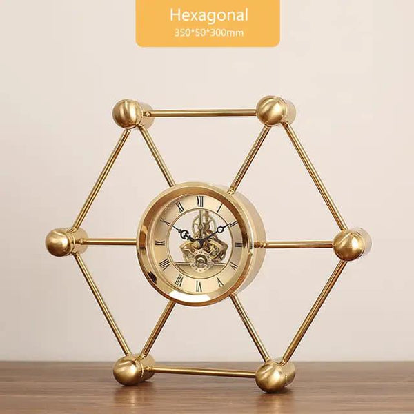Hexagonal gold desktop clock