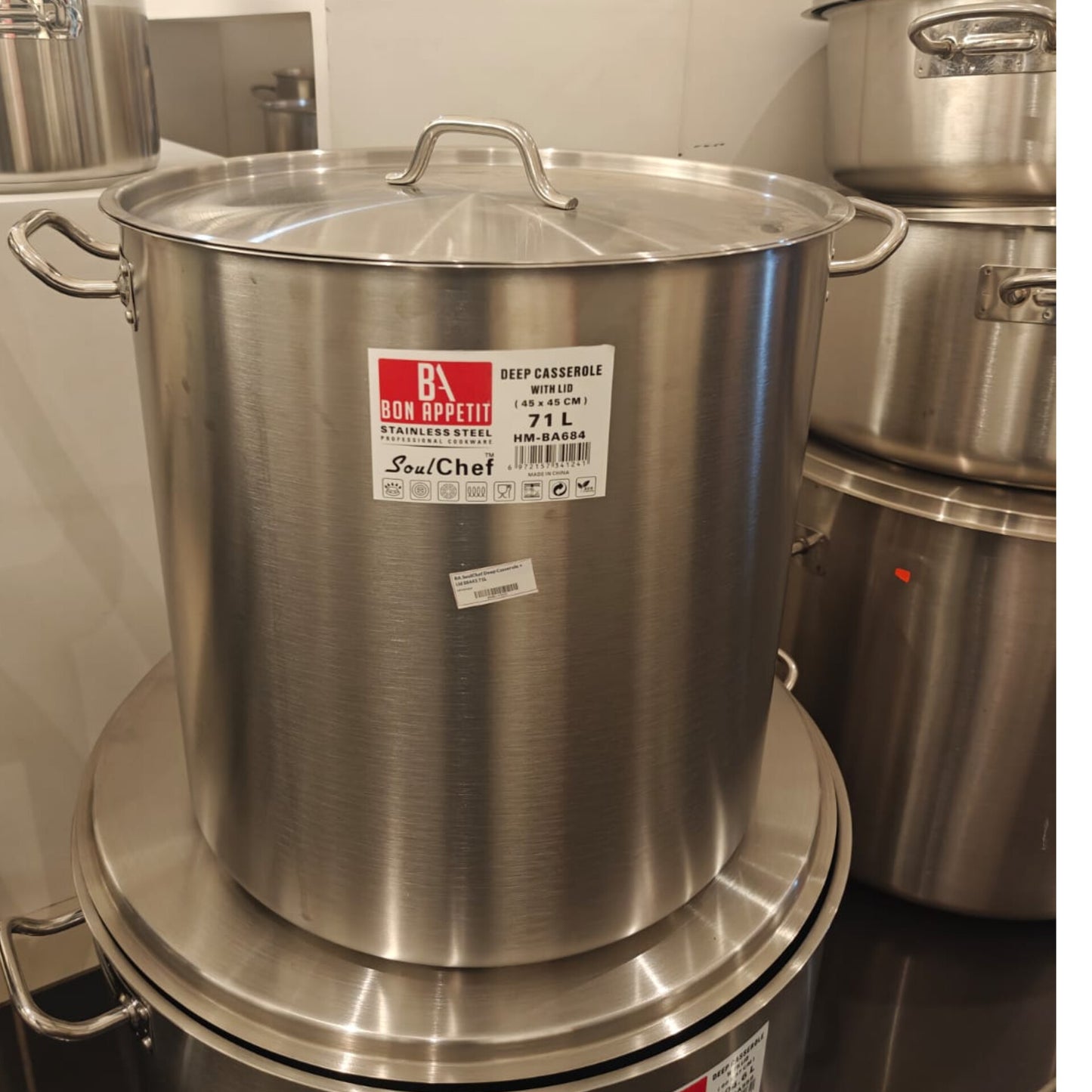 Stainless Steel Deep Casserole 71L