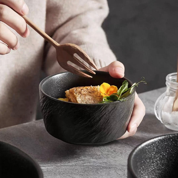 Matte Black Rock Bowls