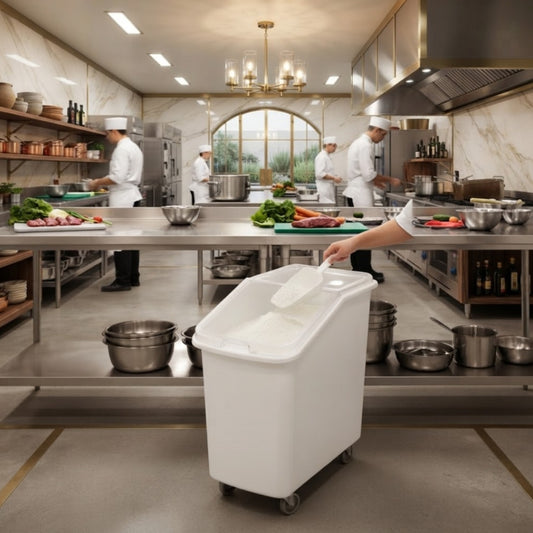 102 Litres Mobile Ingredient Commercial Bin with Wheels and Scoop – KAP0254
