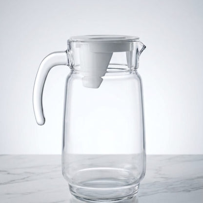 Glass Water Jug Pitcher with White Lid