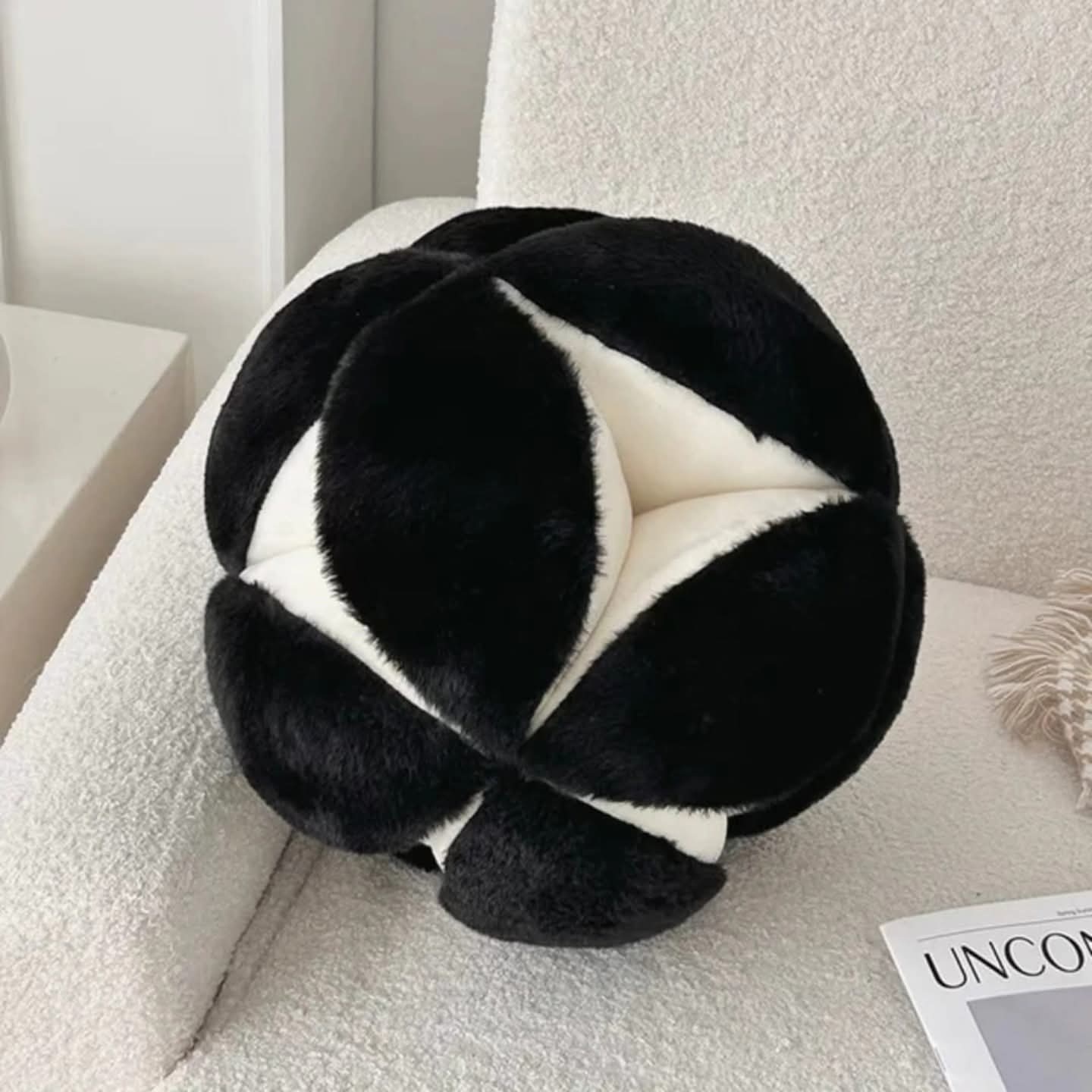 Round Fur Ball Throw Pillow