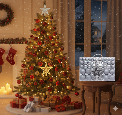 101 Christmas balls with tree topper