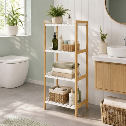 4 Tier  Bamboo Bathroom Organizer Rack