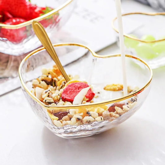 3Pcs Heart Shaped Glass Salad Bowl