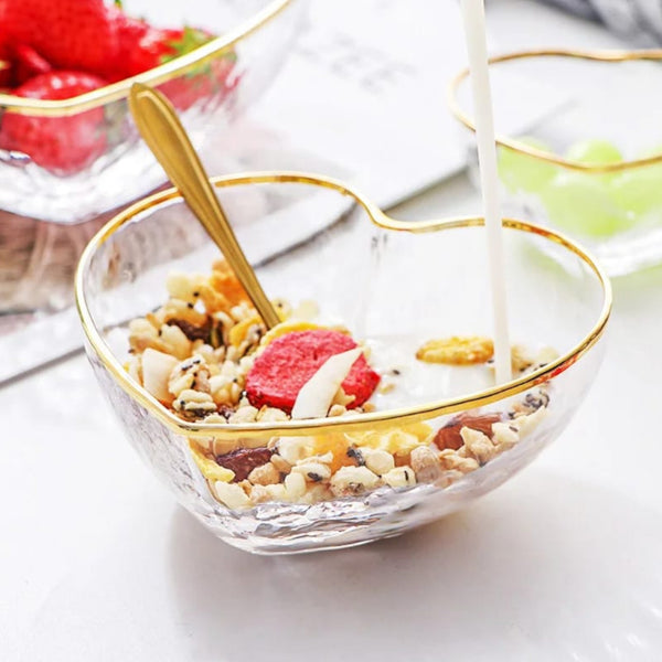 3Pcs Heart Shaped Glass Salad Bowl