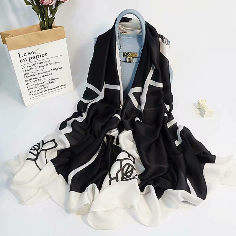 Floral silk scarf