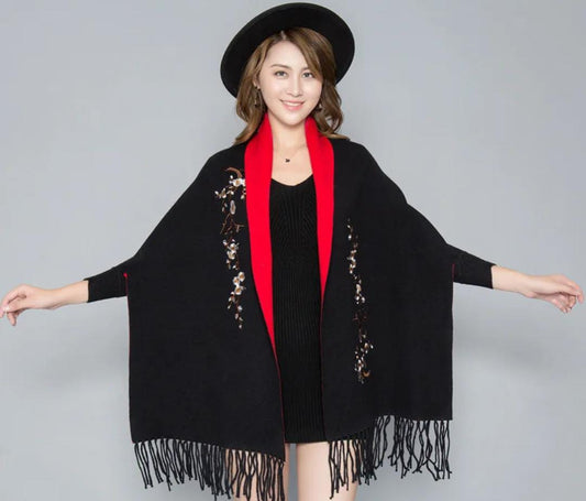 Double Sided Knitted Winter Sweater Shawl