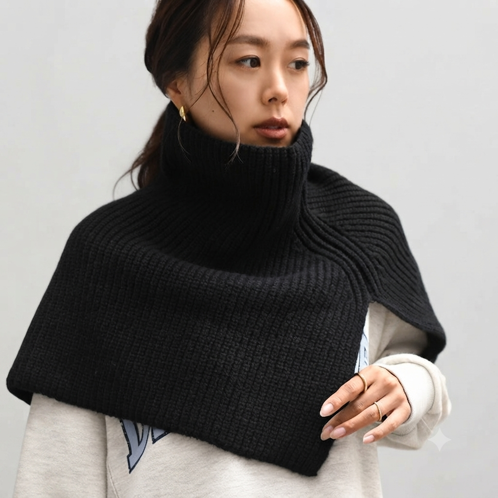 Ribbed Knitted Pullover Scarf