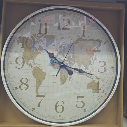 Vintage world map  wall clock