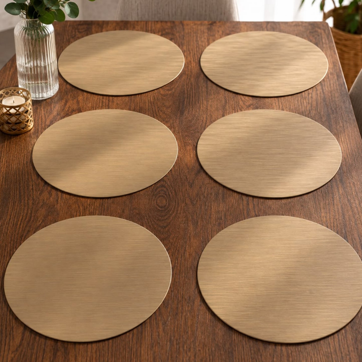 Metallic Bronze Effect Round Table Mats