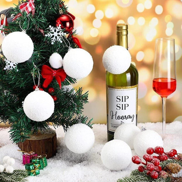 6pc  White Christmas decor balls