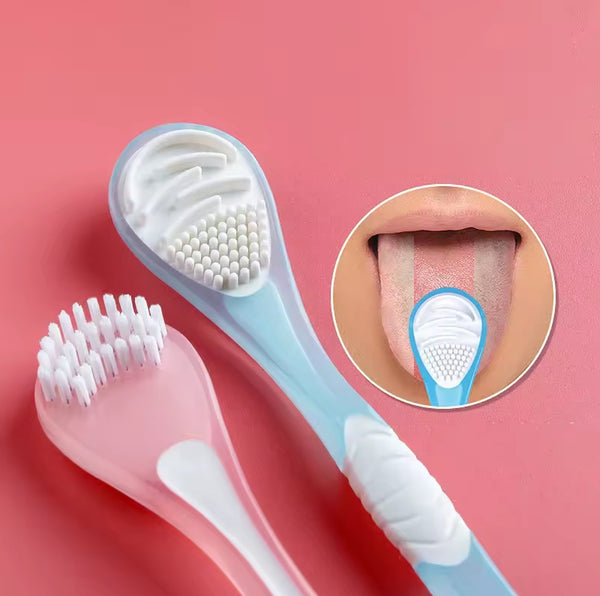2 Pieces Double-Sided Silicone Tongue Cleaner for Oral Hygiene