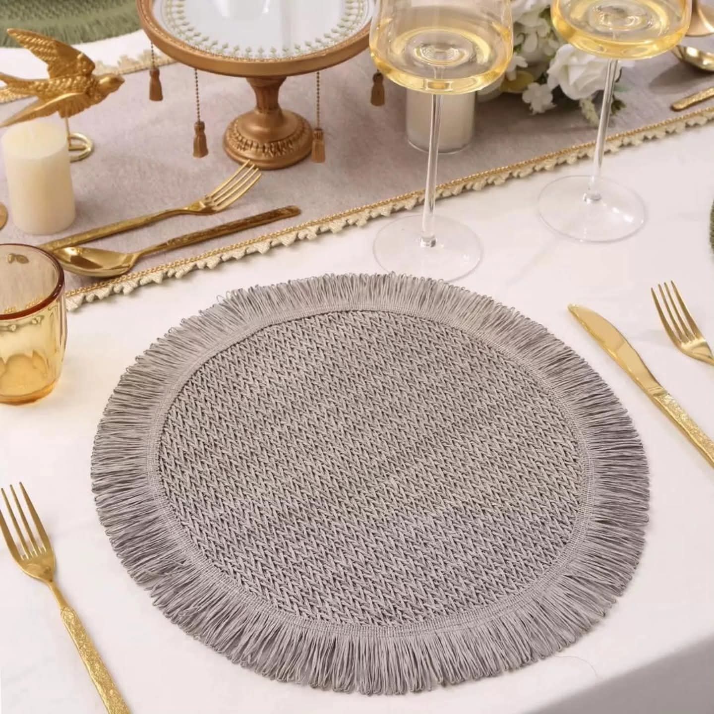 6Pcs Set Tassel Woven Table Mats