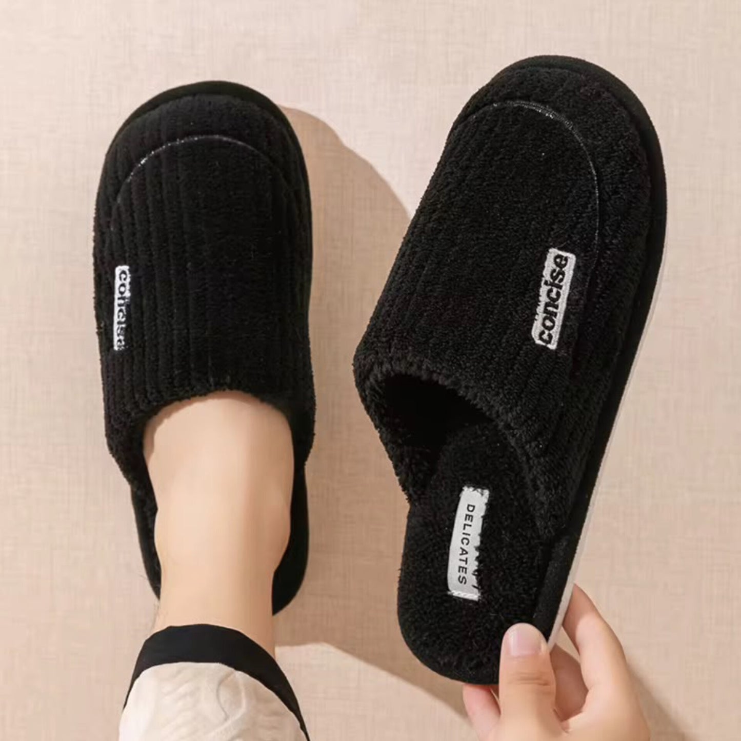 Unisex Winter Home Non Slip Thick Bottom Plush Indoor Shoes