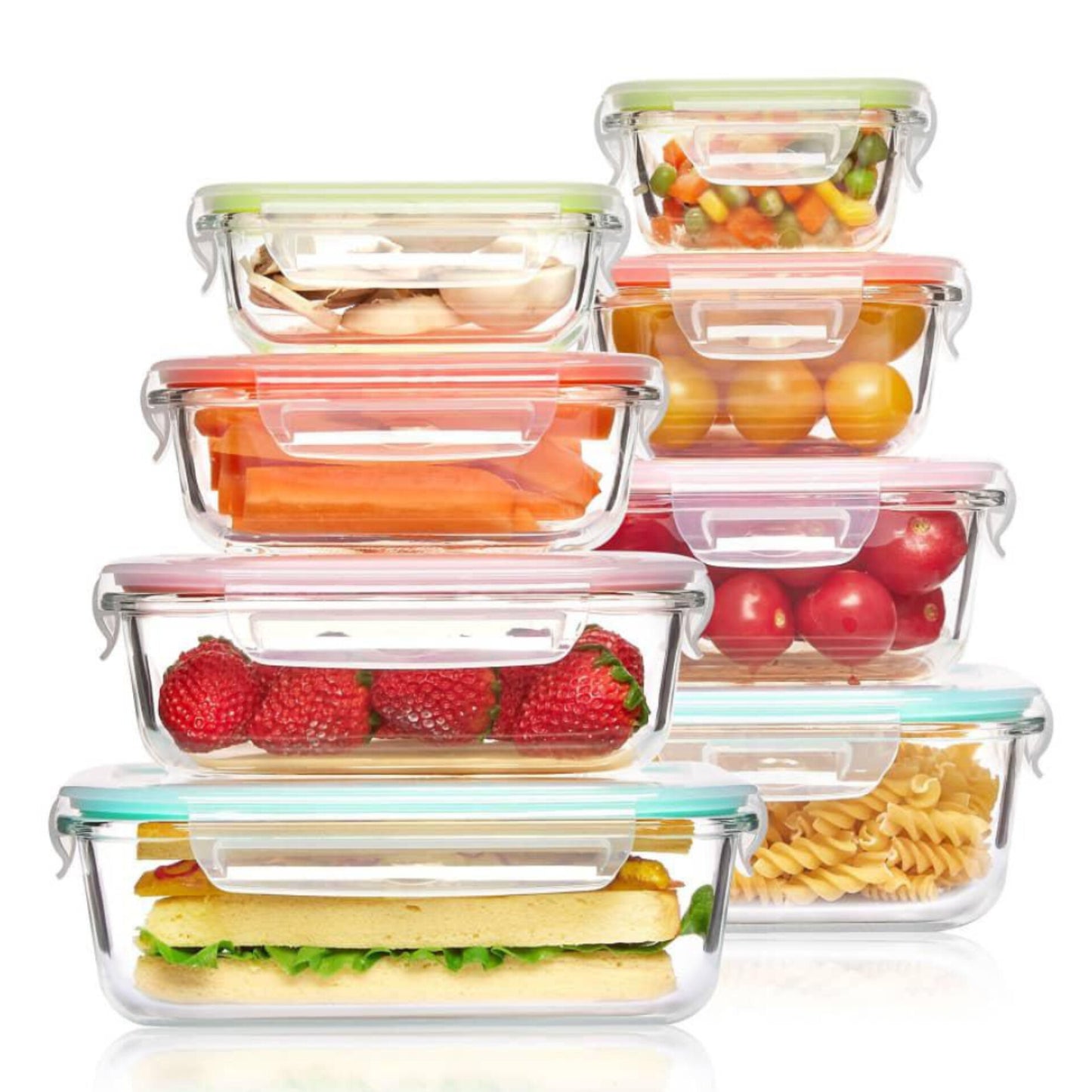 8 Pack Glass Food Storage Containers with Airtight Lids