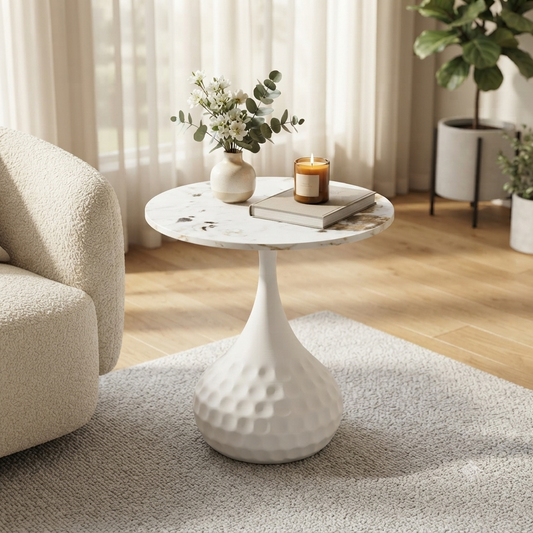 Marble and Steel Side Stool