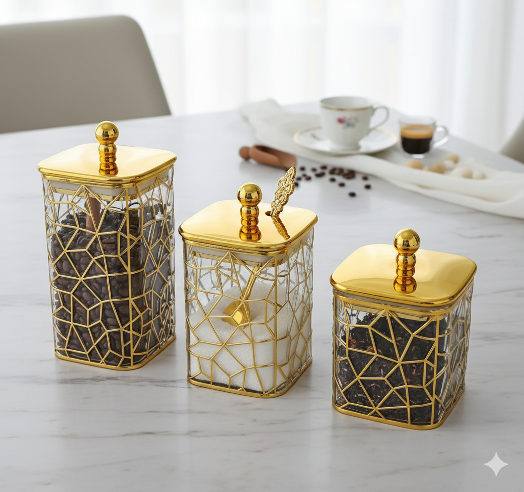 3 in 1 Transparent Cannister Jar Set 