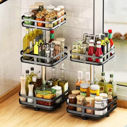 Rotating spice jar glass organizer