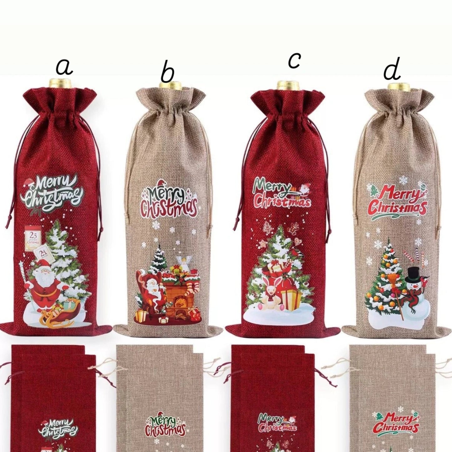 Christmas Burlap Gift/Wine Bags