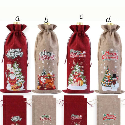 Christmas Burlap Gift/Wine Bags