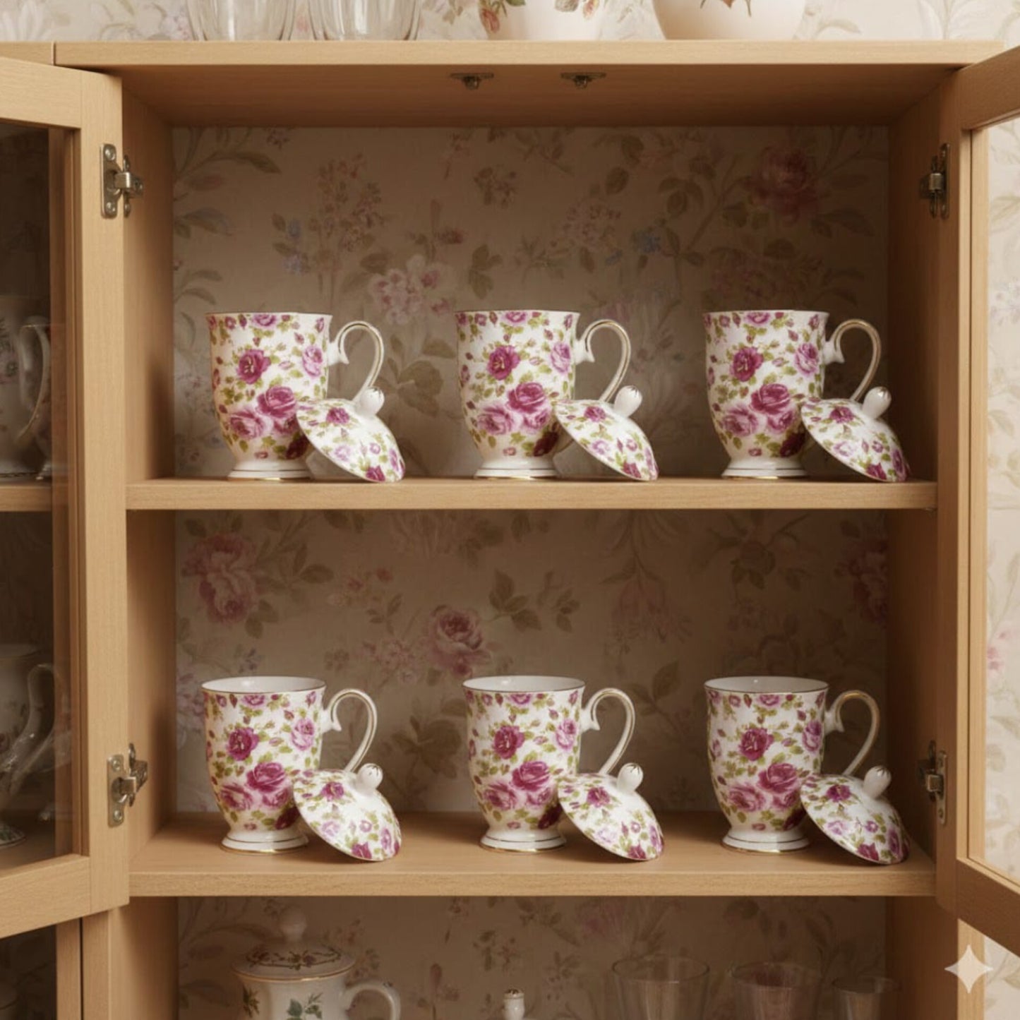 Rose Porcelain Tea Mug with Lid