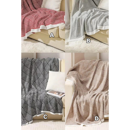 Bohemian Knitted Throw Blanket with Pendants