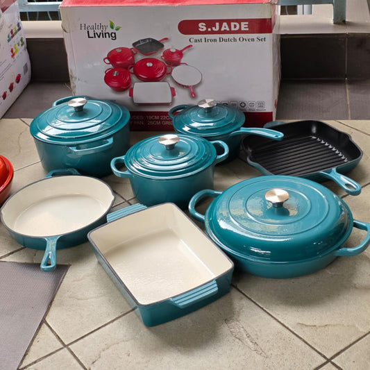 11pc Enamel cast iron cookware set