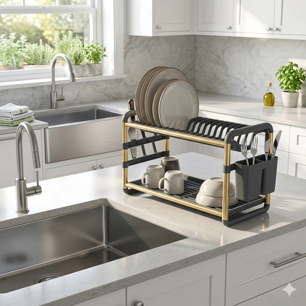 2 Tier Aluminium Dish Drying Rack