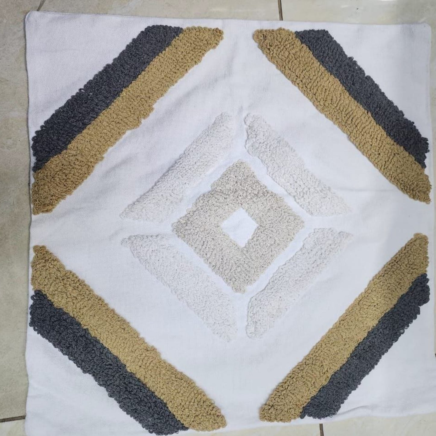 Boho Geometric Tufted Throw Pillow Cover