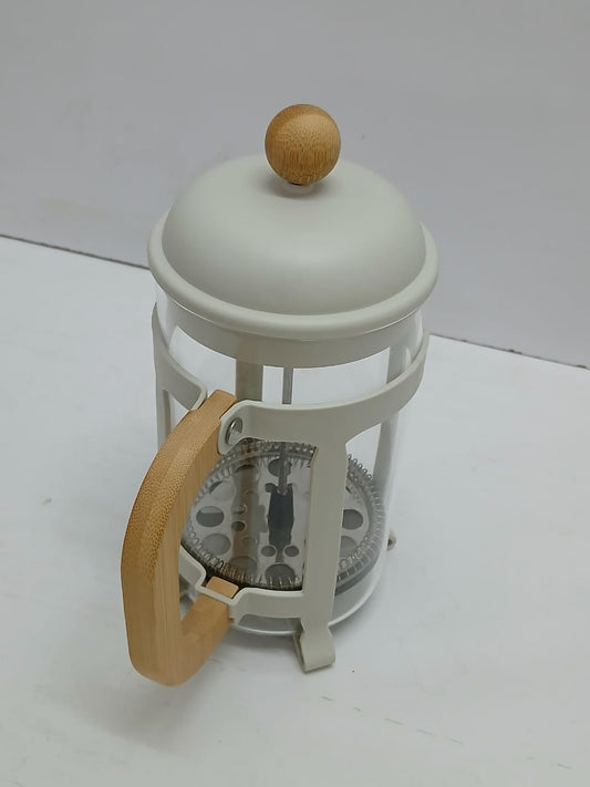 French press coffee maker with wooden handle 