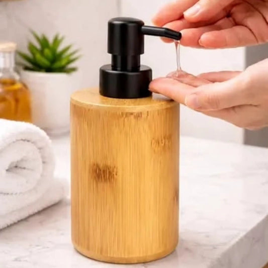 Round Bamboo Soap Dispenser