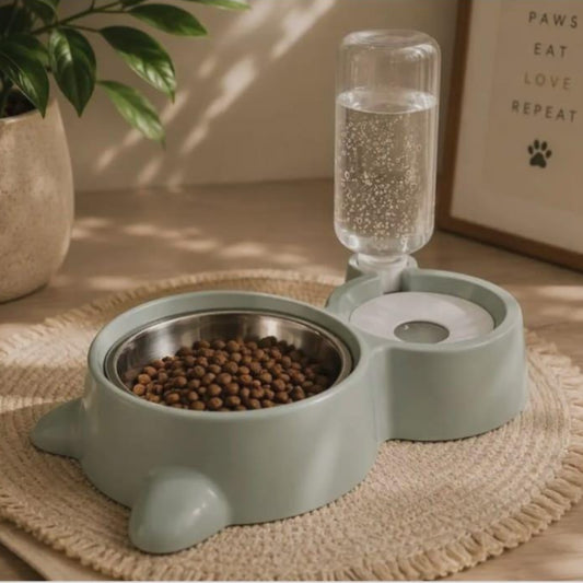 2 in 1 Sage Green Pet Feeder and Water Dispenser