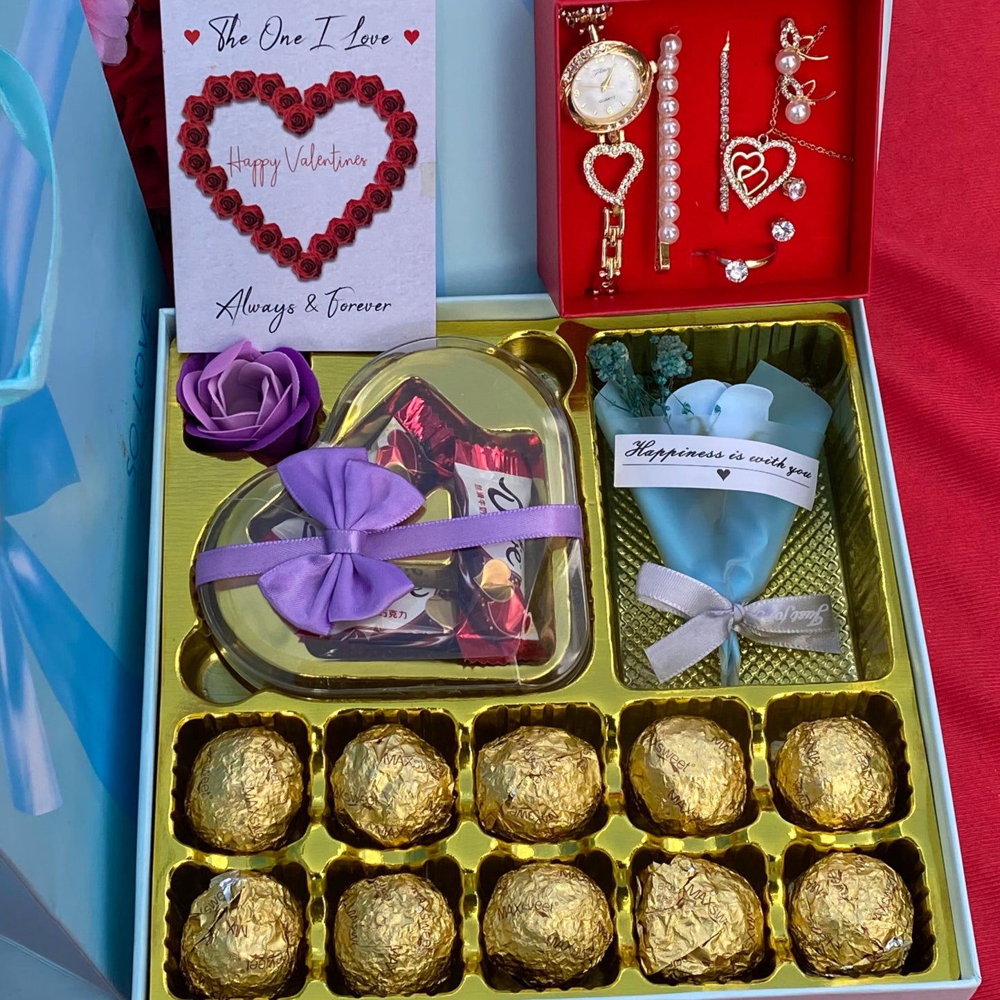 Valentine Jewelry and Chocolate Accessory Gift Set