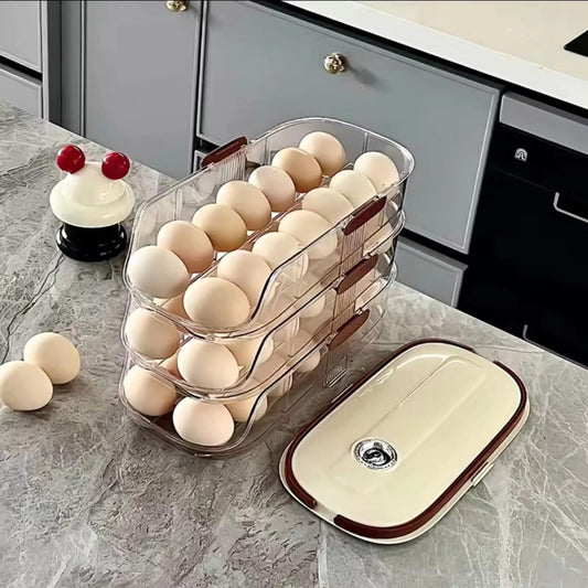 Acrylic stackable automatic sliding egg tray