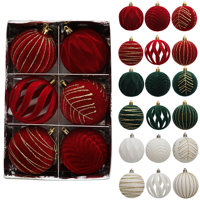 6Pc 8Cm Velvet Christmas Balls