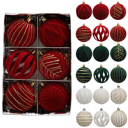 6Pc 8Cm Velvet Christmas Balls