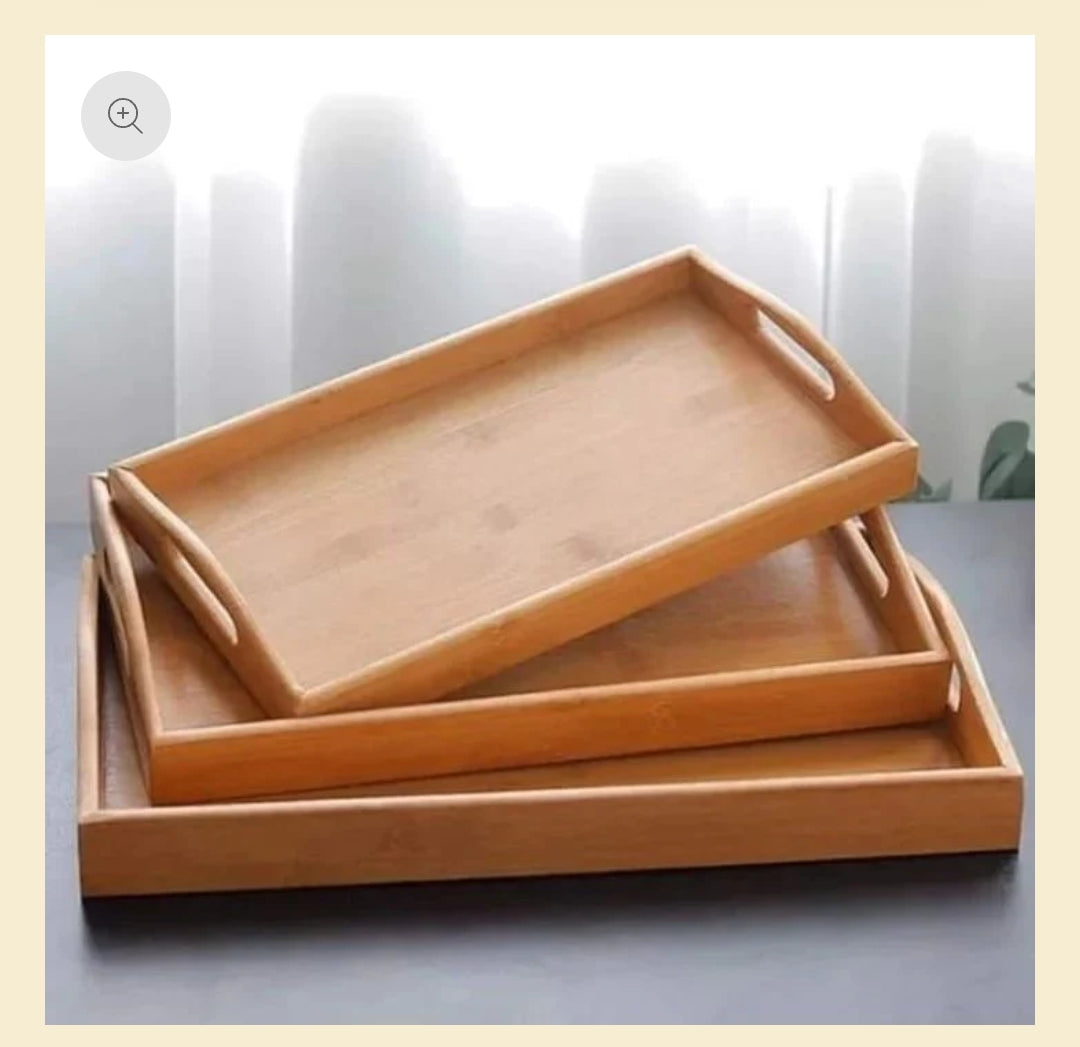 3Pc Multifunctional  Bamboo Trays