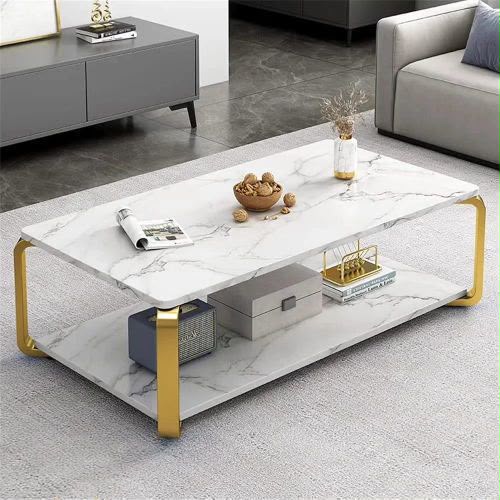 Wooden Marble Effect Design Coffee Table