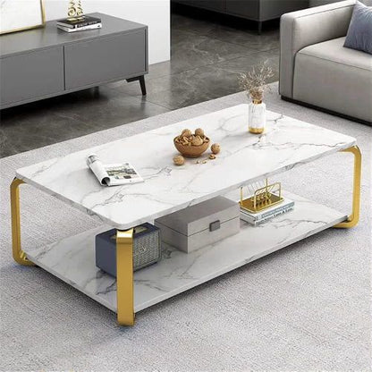 Wooden Marble Effect Design Coffee Table