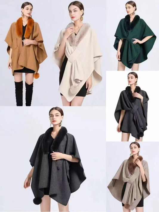 Woven tassel fur shawl