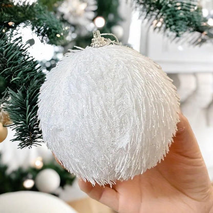 6Piece White Winter Luxe Christmas Balls Ornament 10cm