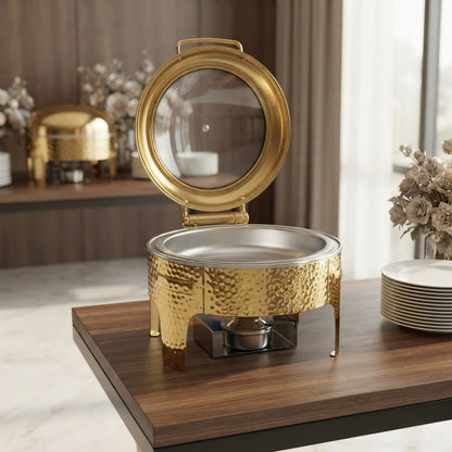 8 Litre Round Golden Chaffing Dishes