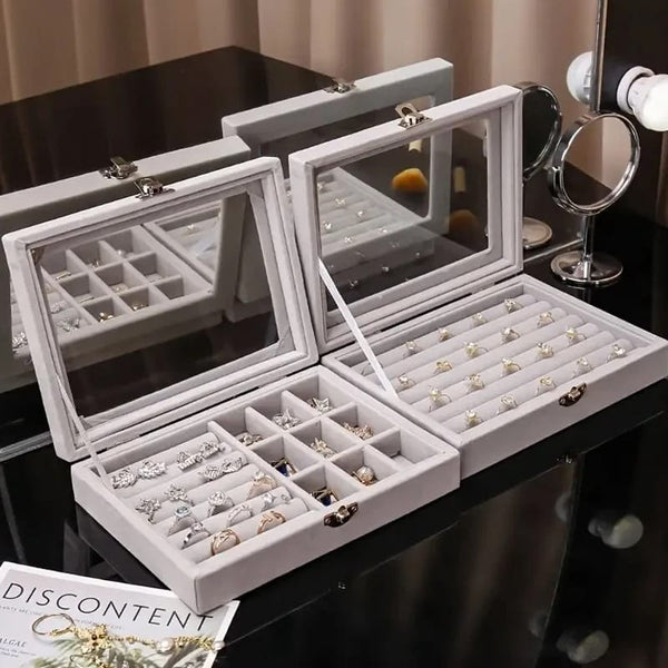 Velvet Covered Home Jewelry Display and Storage Box