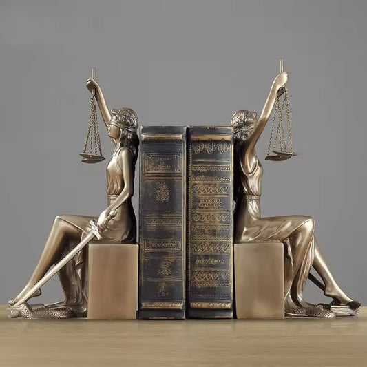 Goddess of Justice Bookends - Bronze Finish Lady Justice Figurines