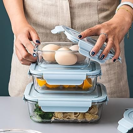 3 Borosilicate air tight food  containers